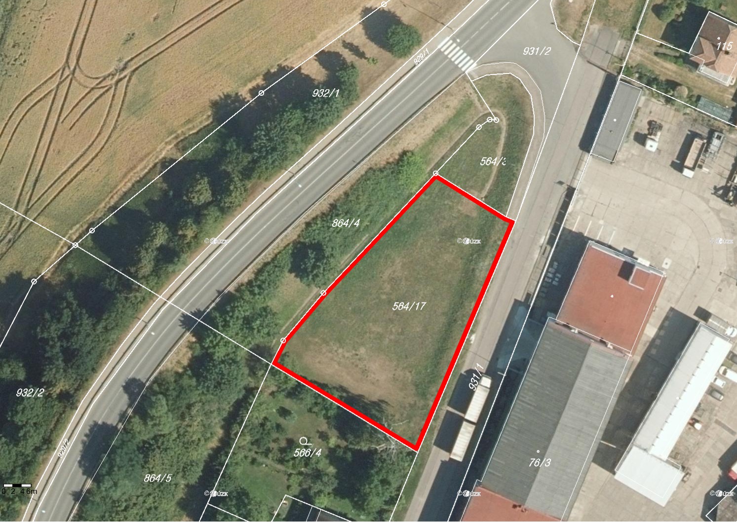 Prodej pozemku parcelní číslo 564/17 v katastrálním území Platěnice