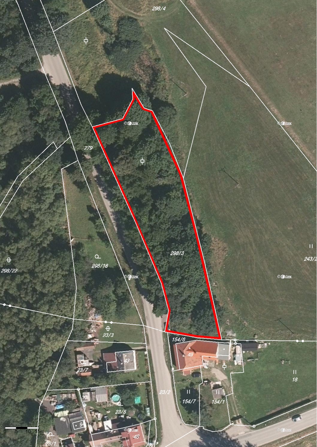Prodej pozemku parcelní číslo 298/3 v katastrálním území Trojany u Dolního Dvořiště